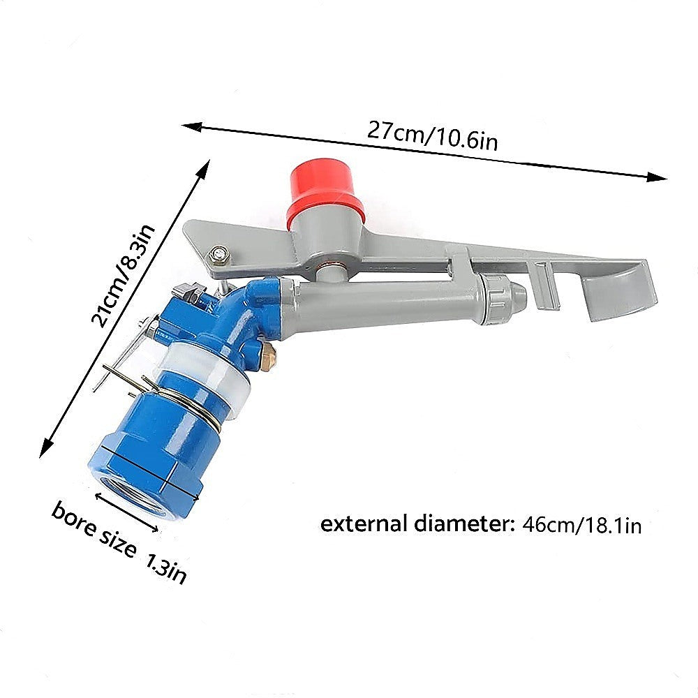 Adjustable 360° Impact Sprinkler, 30m Radius, Zinc Alloy