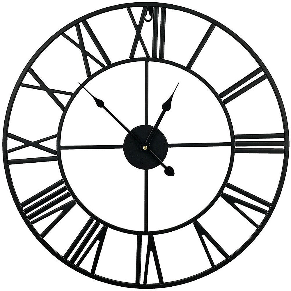 60cm Industrial Large Wall Clock, Non-Ticking, Roman Numerals