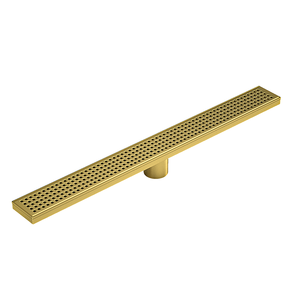 Brushed Brass 900mm Shower Grate with Center Outlet