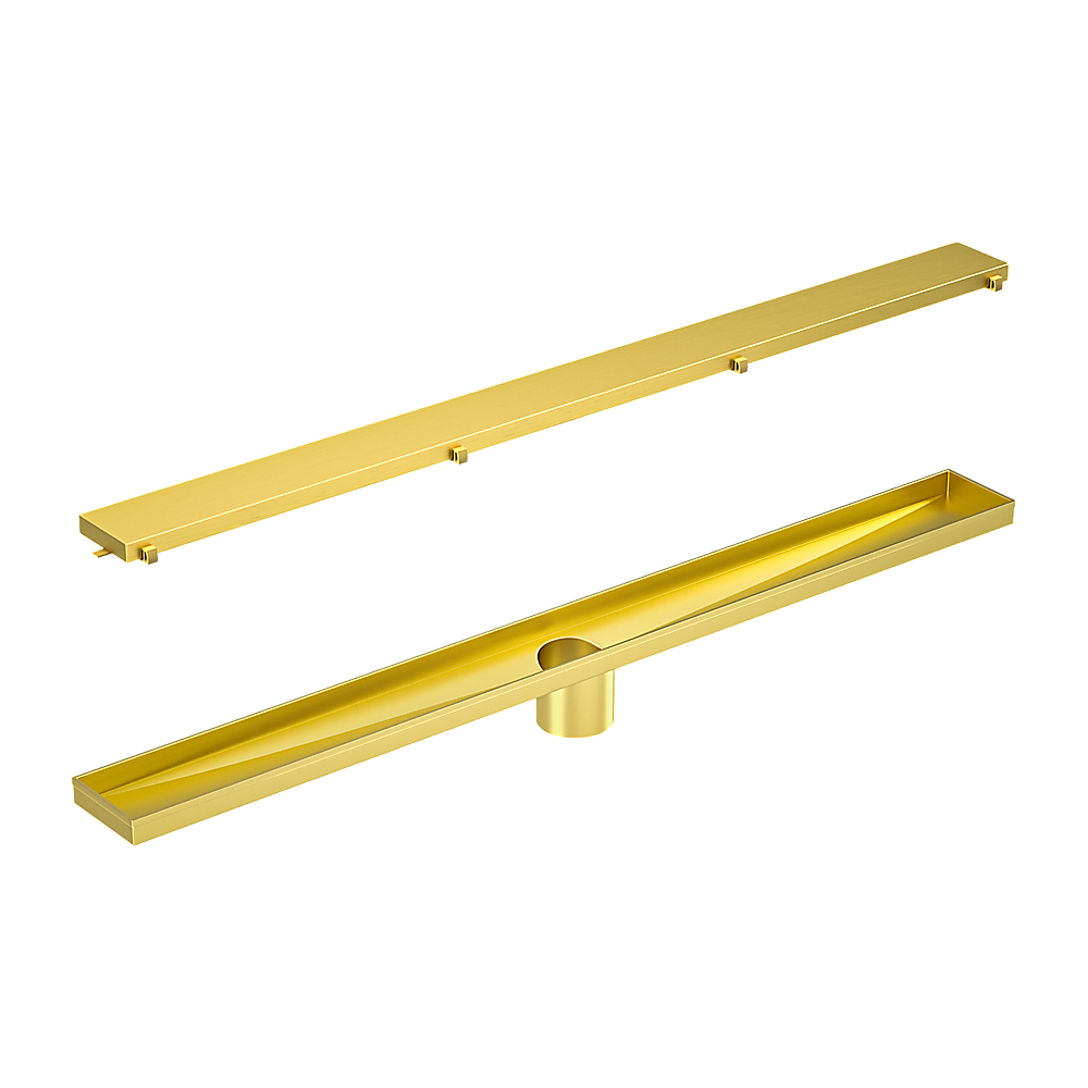 Brushed Brass Tile Insert Shower Grate with 50mm Outlet - 80cm