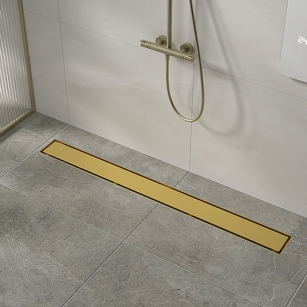 Brushed Brass Tile Insert Shower Grate with 50mm Outlet - 80cm