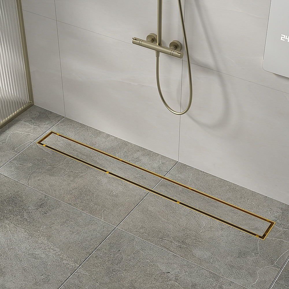 Brushed Brass Tile Insert Shower Grate with 50mm Outlet - 80cm