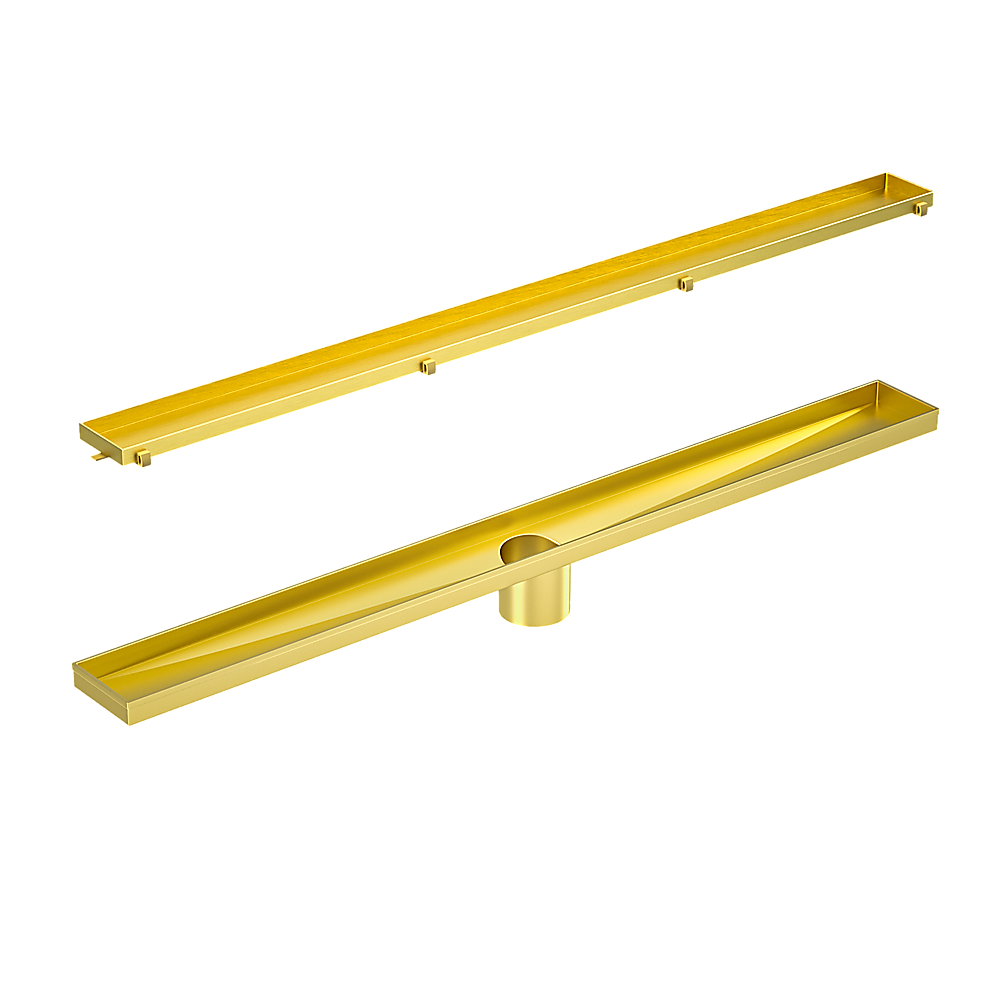 Brushed Brass Tile Insert Shower Grate with 50mm Outlet - 80cm