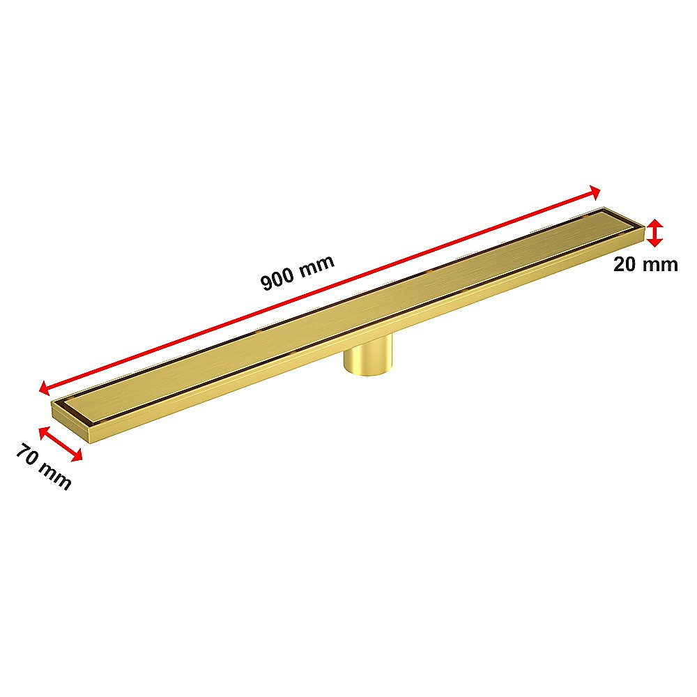 Brushed Brass Tile Insert Shower Drain 900mm Center Outlet