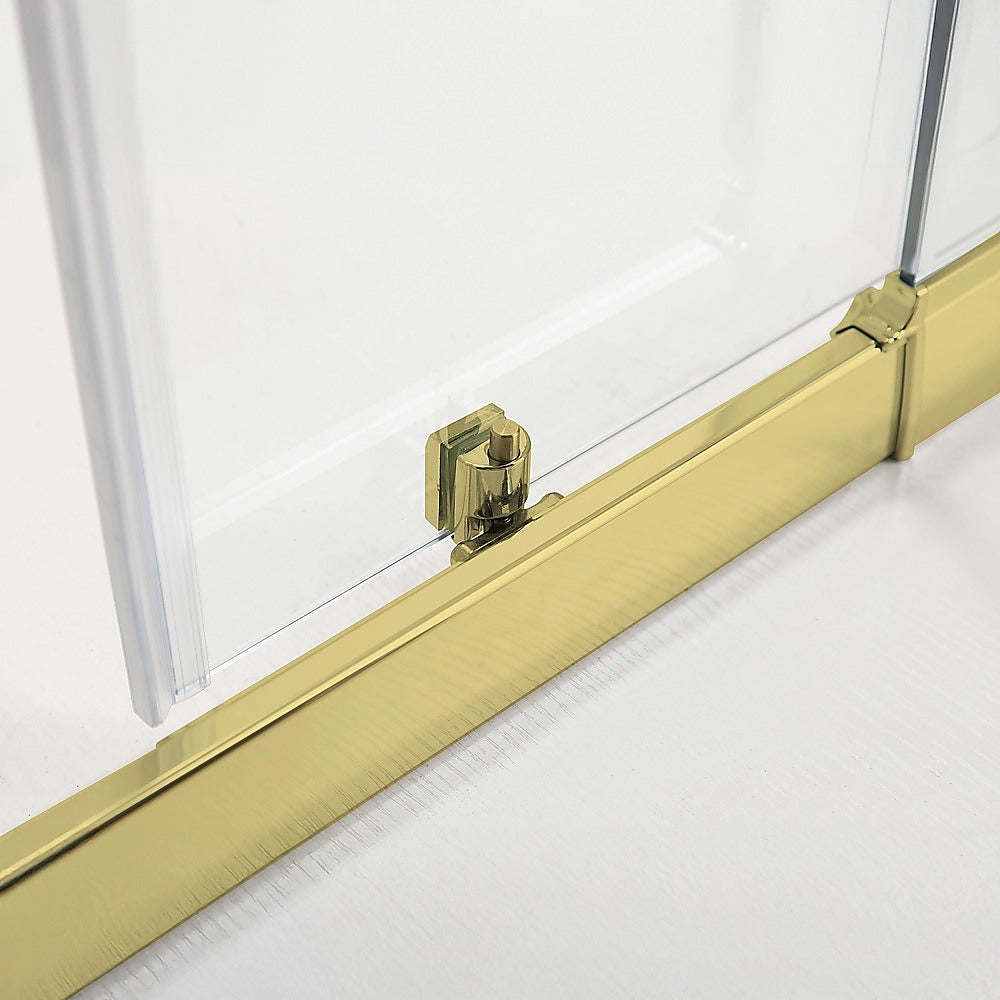 Adjustable 1100x1200mm Double Sliding Door Glass Shower Screen in Gold