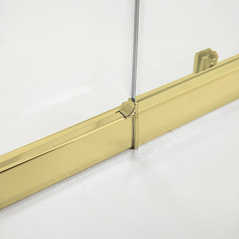 Adjustable 1200x1100mm Double Sliding Door Glass Shower Screen in Gold