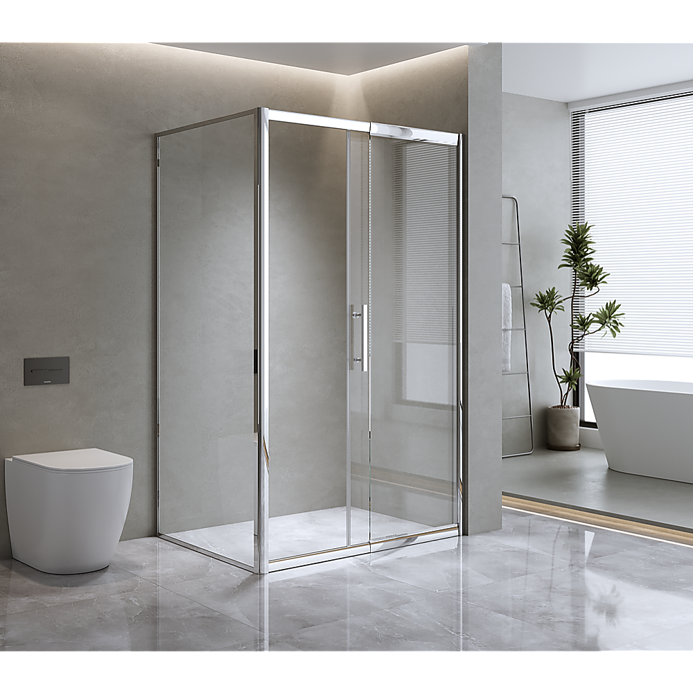 150mm Adjustable 1850x800mm Single Door Corner Sliding Glass Shower Screen in Chrome