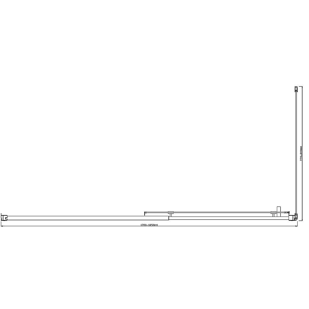 150mm Adjustable 1850x800mm Single Door Corner Sliding Glass Shower Screen in Black