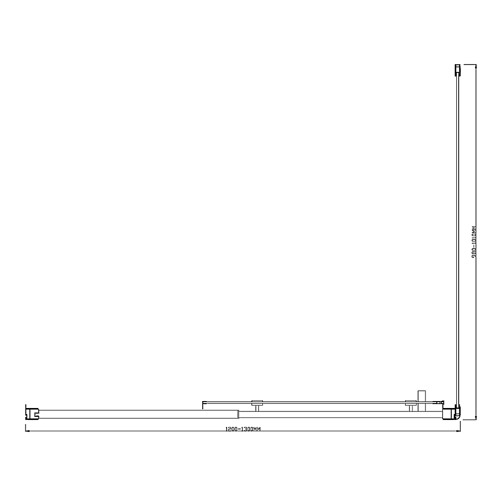 Adjustable 1300x1010mm Single Door Corner Sliding Glass Shower Screen in Black