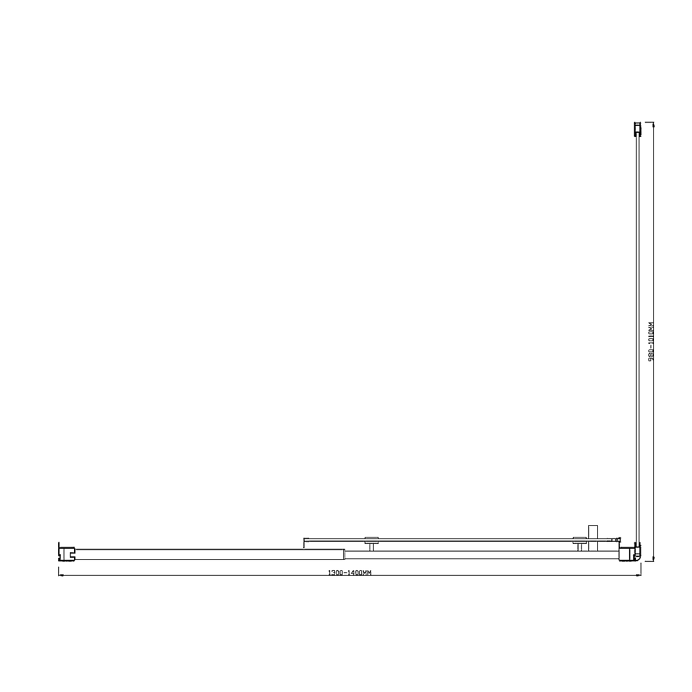 Adjustable 1400x1010mm Single Door Corner Sliding Glass Shower Screen in Black