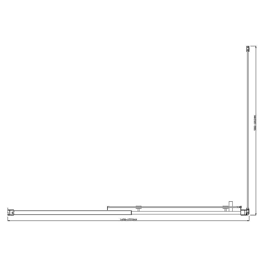 Adjustable 1500x1010mm Single Door Corner Sliding Glass Shower Screen in Black