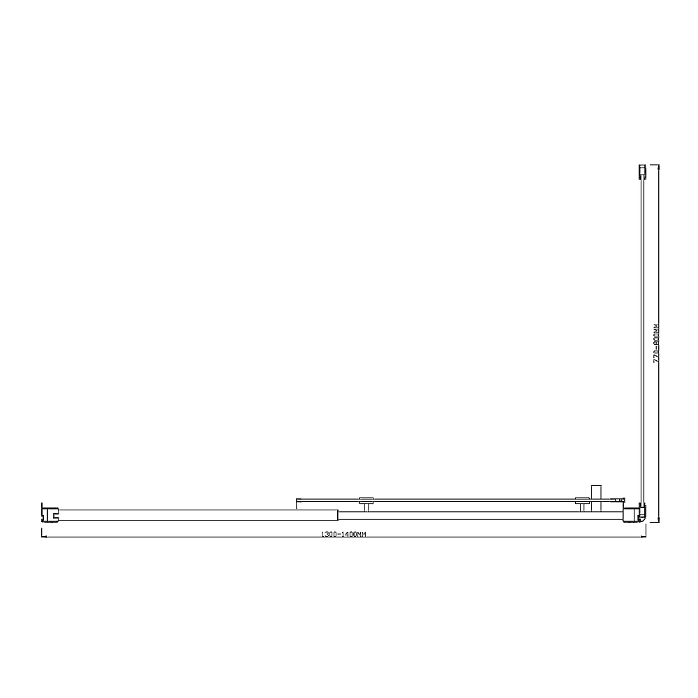 Adjustable 1400x800mm Single Door Corner Sliding Glass Shower Screen in Black