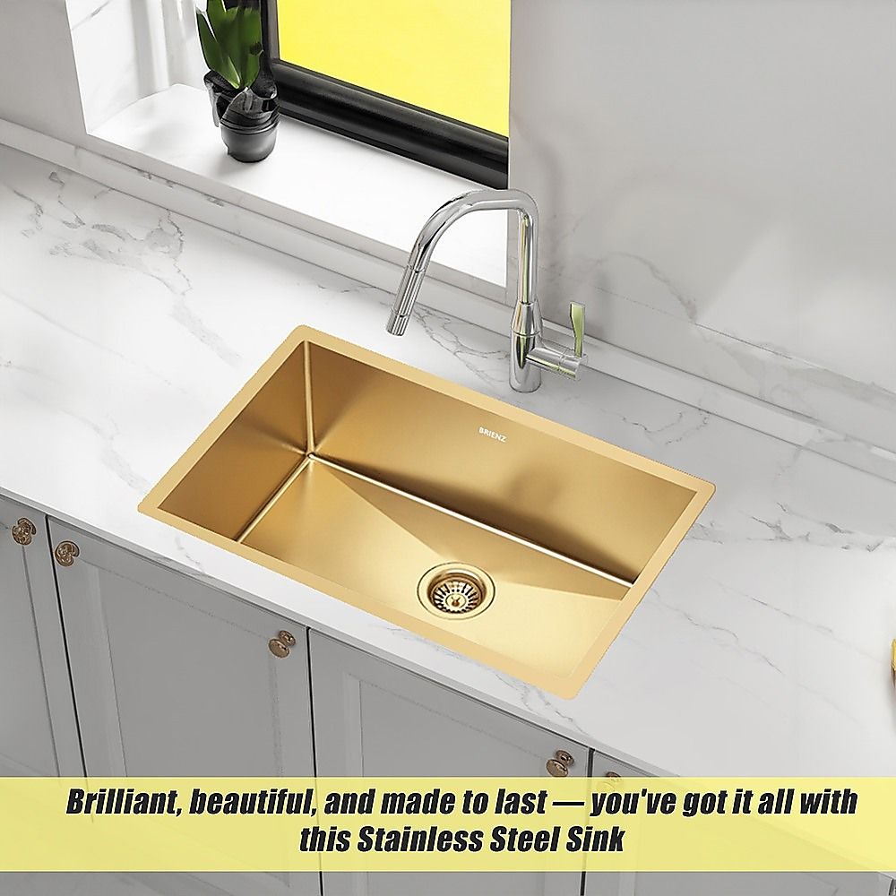 700x450mm Handmade Stainless Steel Undermount / Topmount Kitchen Laundry Sink with Waste
