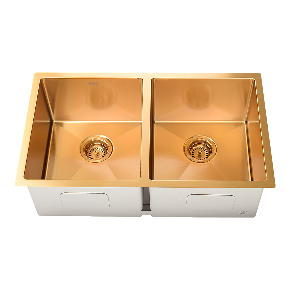 775x450mm Handmade Stainless Steel Undermount / Topmount Kitchen Laundry Sink with Waste