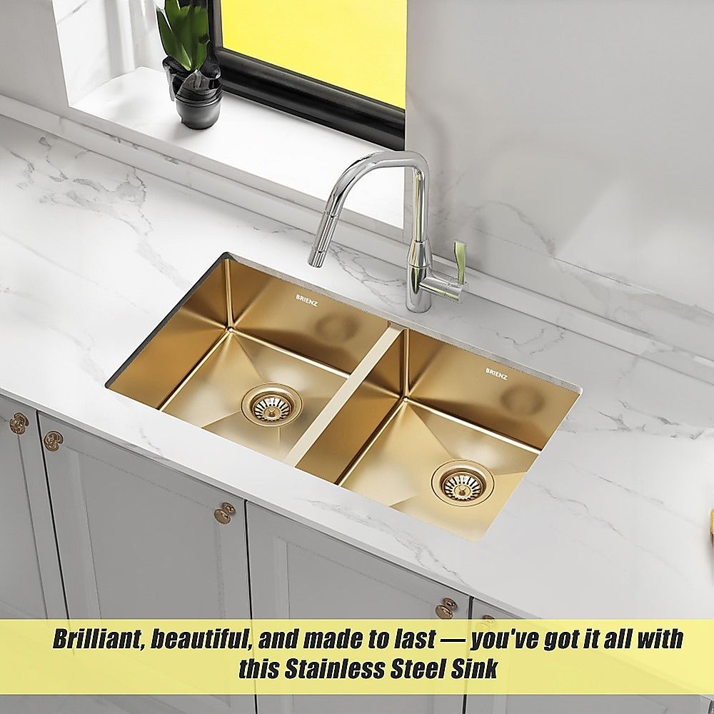 775x450mm Handmade Stainless Steel Undermount / Topmount Kitchen Laundry Sink with Waste