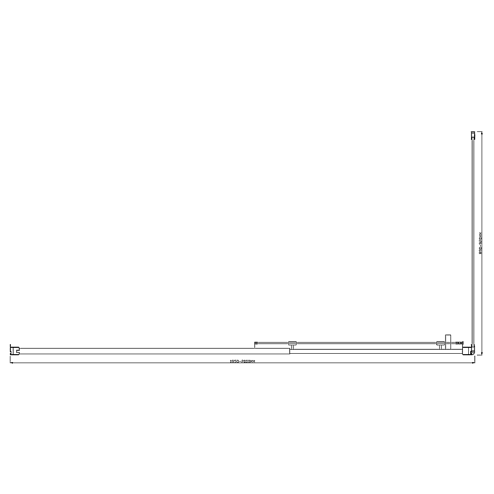 150mm Adjustable 2000x920mm Single Door Corner Sliding Glass Shower Screen in Black