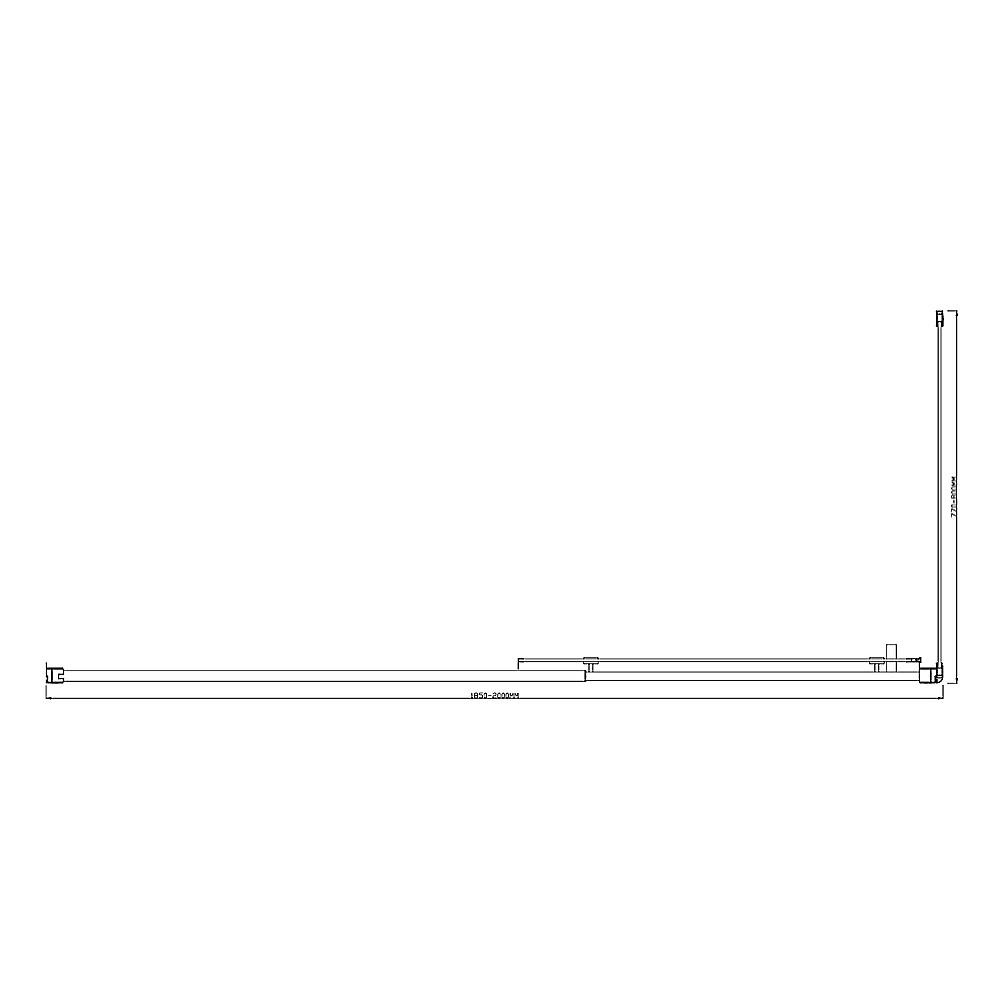 150mm Adjustable 2000x800mm Single Door Corner Sliding Glass Shower Screen in Black