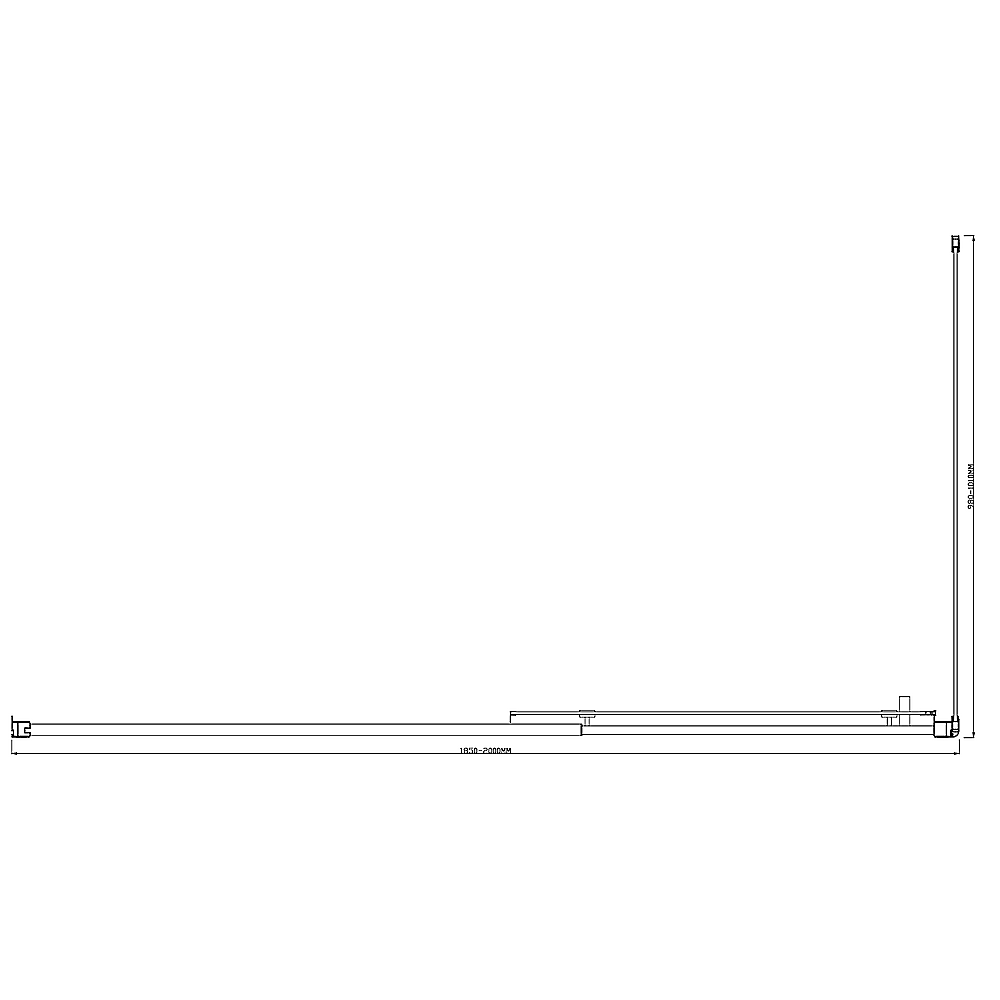 150mm Adjustable 2000x1010mm Single Door Corner Sliding Glass Shower Screen in Black