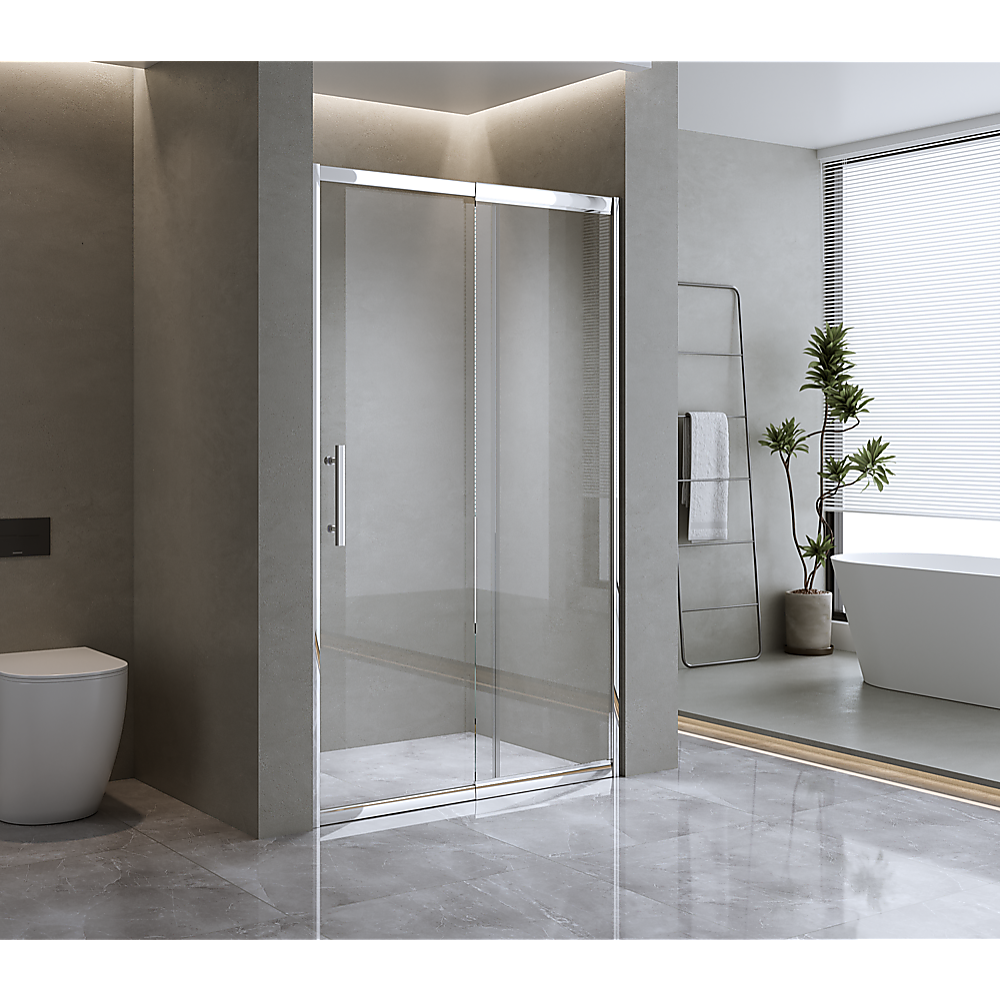 120-130cm Adjustable Wall to Wall Sliding Glass Shower Door in Chrome