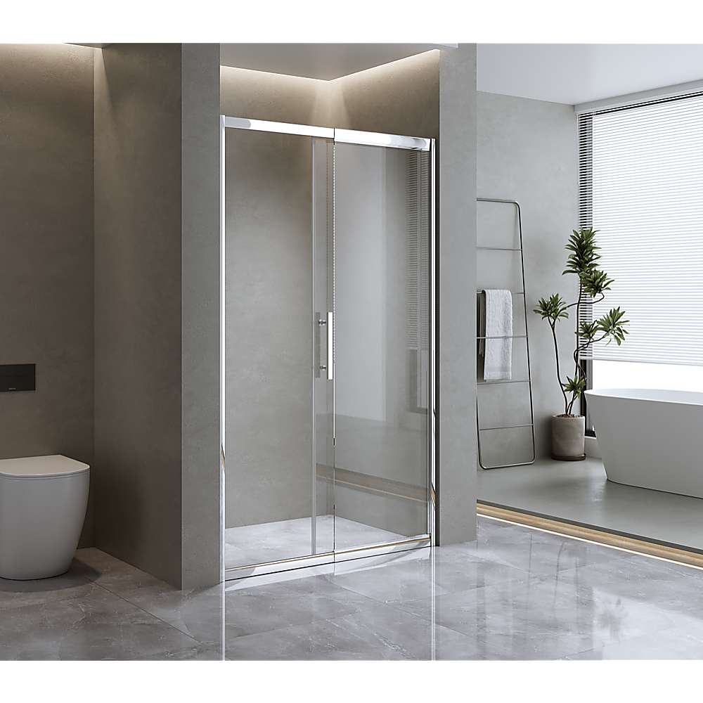 170-185cm Adjustable Wall to Wall Sliding Glass Shower Door in Chrome