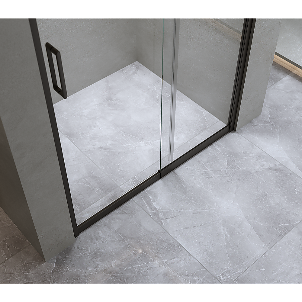 170-185cm Adjustable Wall to Wall Sliding Glass Shower Door in Black