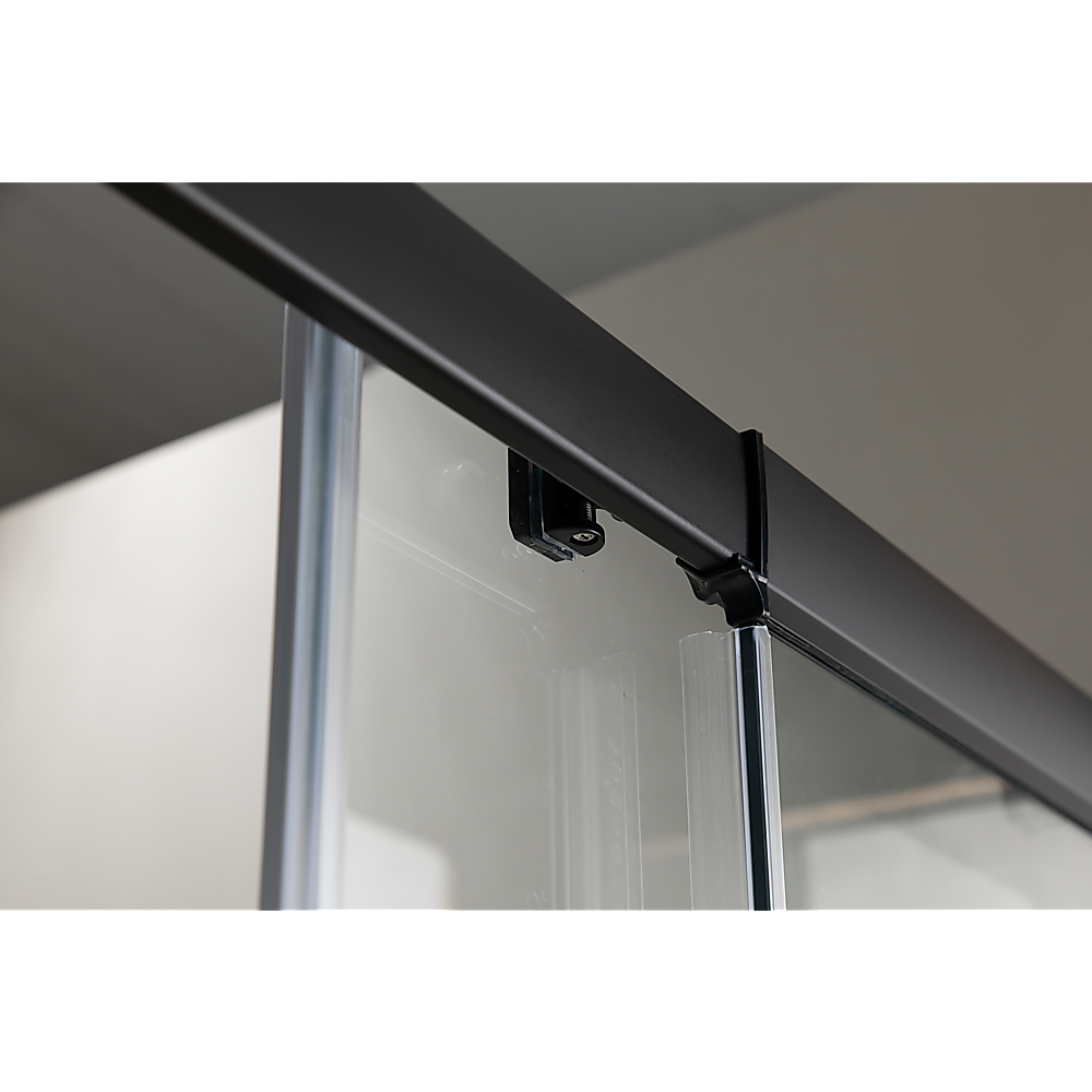 170-185cm Adjustable Wall to Wall Sliding Glass Shower Door in Black