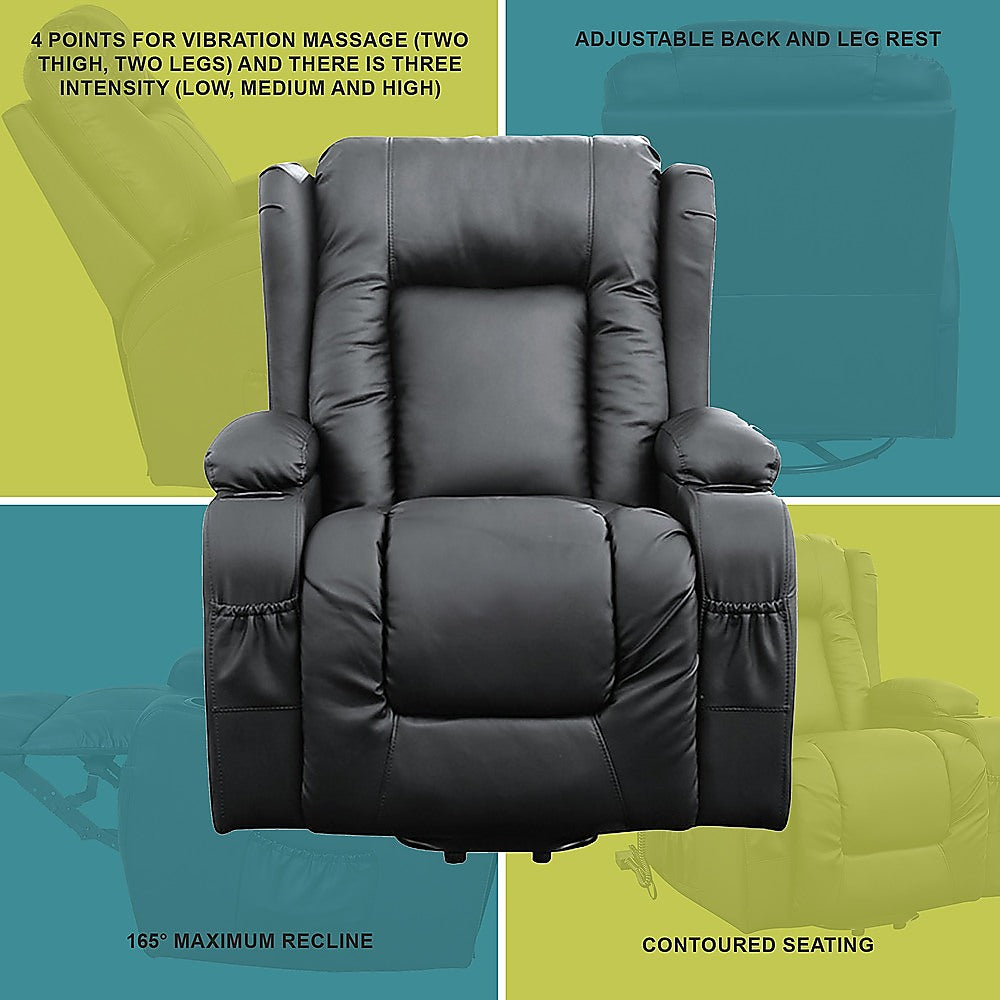 Lift Heated Leather Recliner Electric Massage Chair with USB port