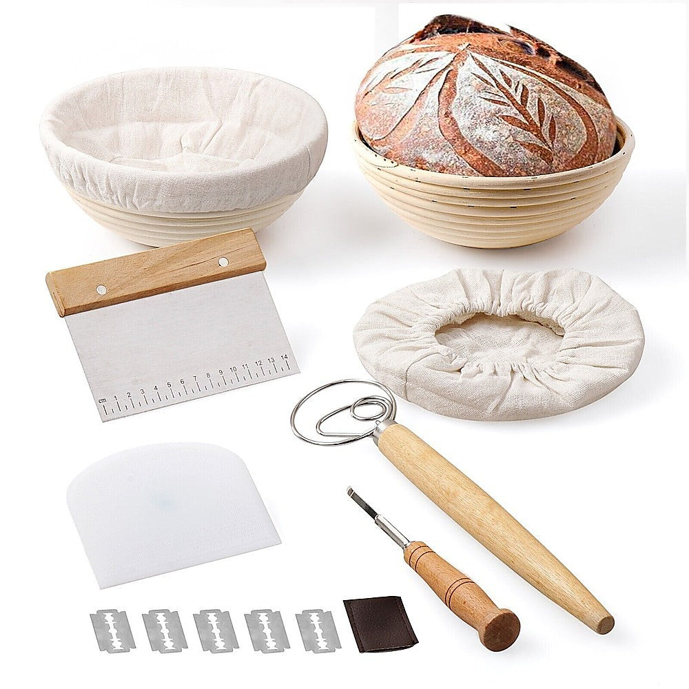 2 x 9" Sourdough Bread Proofing Set Bread Making Kit Round Bowls