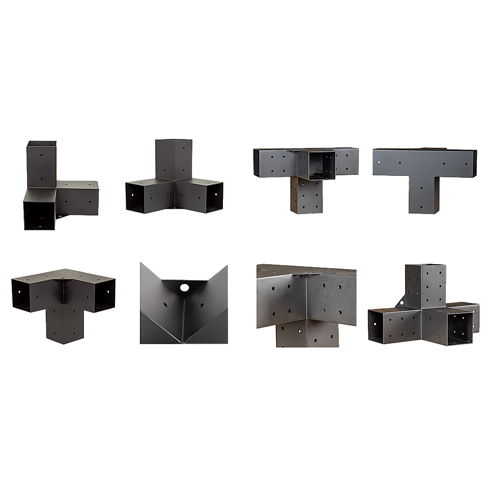 Matte Black Steel Pergola Brackets, Easy Setup, 18 Pc Kit