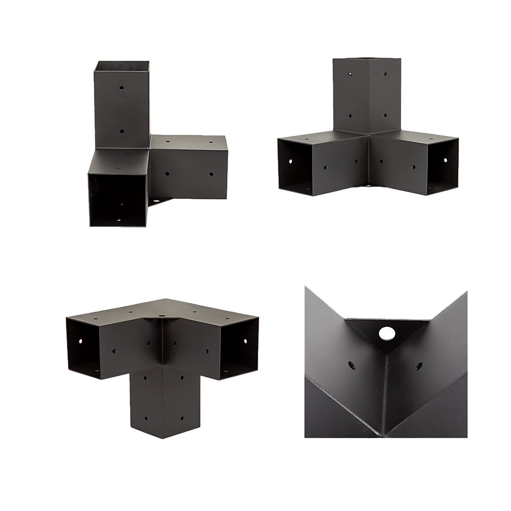 Matte Black Heavy-Duty Steel Pergola Brackets Set