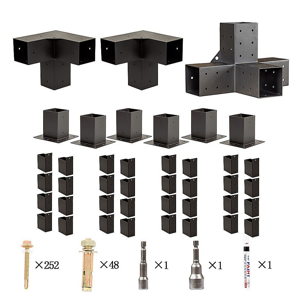 Matte Black 6x Post Pergola Brackets DIY Kit Steel