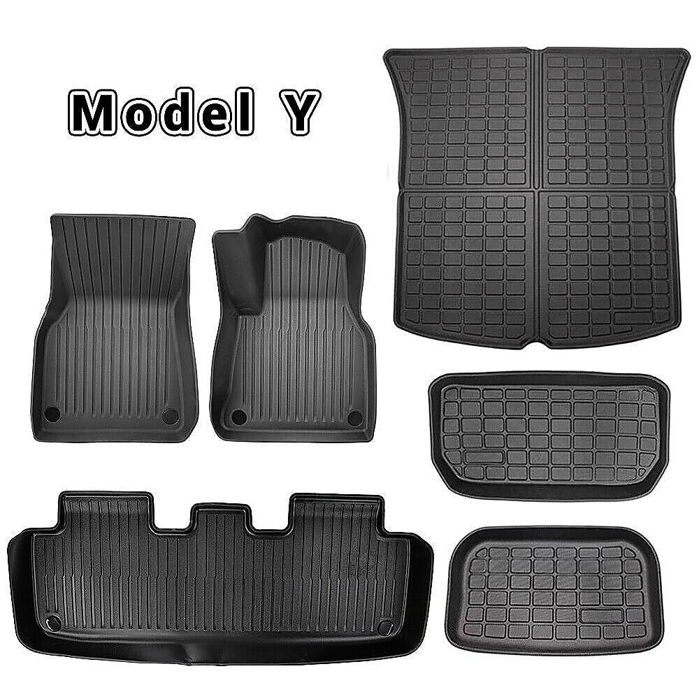 6 piece Tesla Model Y Floor Mats for Front and Rear Trunk Front Passenger and Driver Side