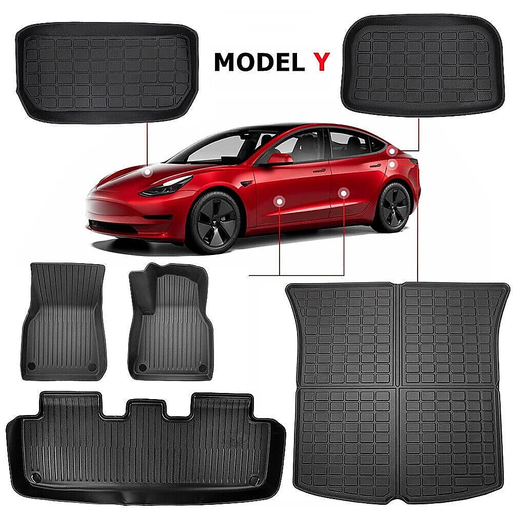 6 piece Car Y Floor Mats for Front and Rear Trunk Front Passenger and Driver Side