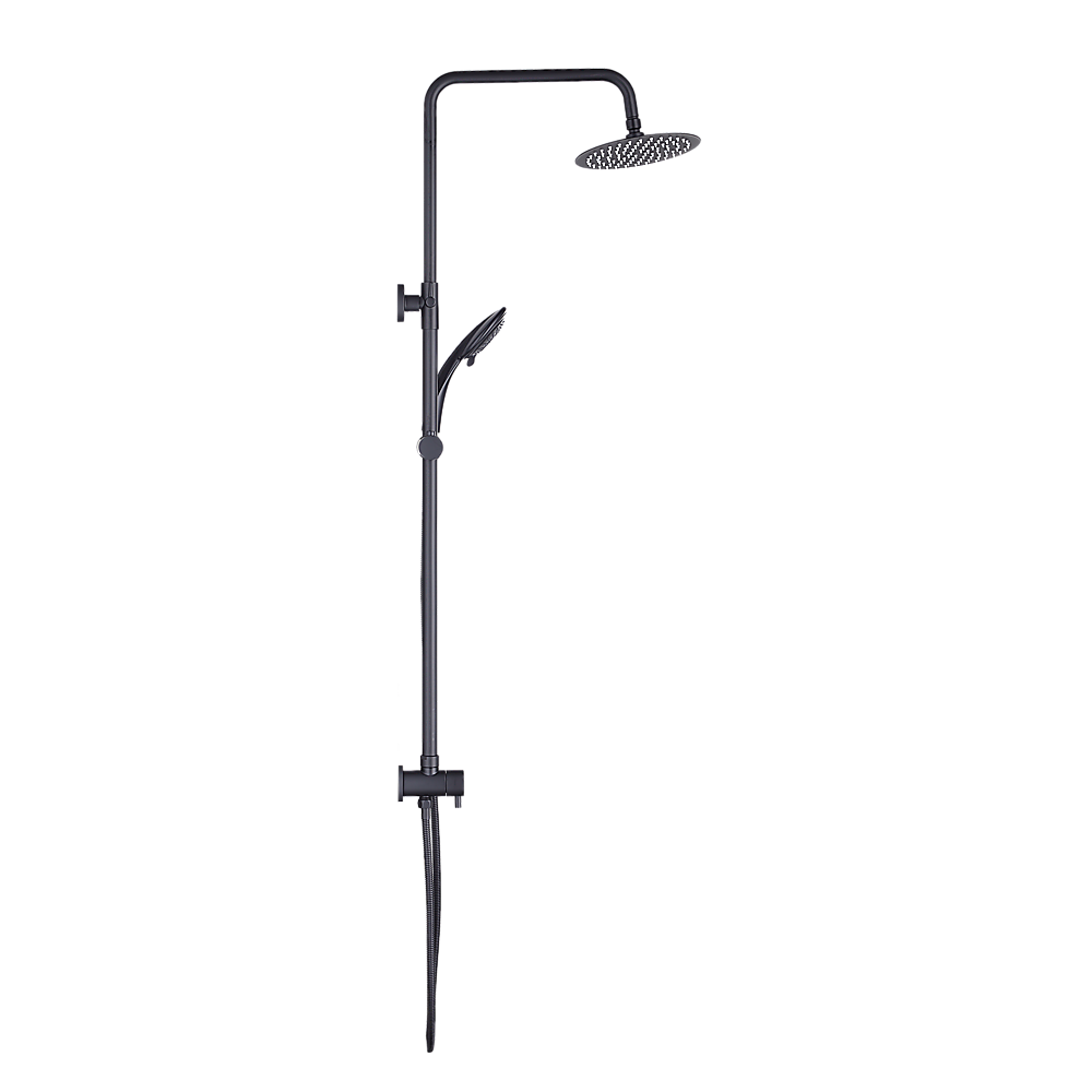 Matte Black Dual Shower Heads Set w/ Brass Body & Rack in 8”