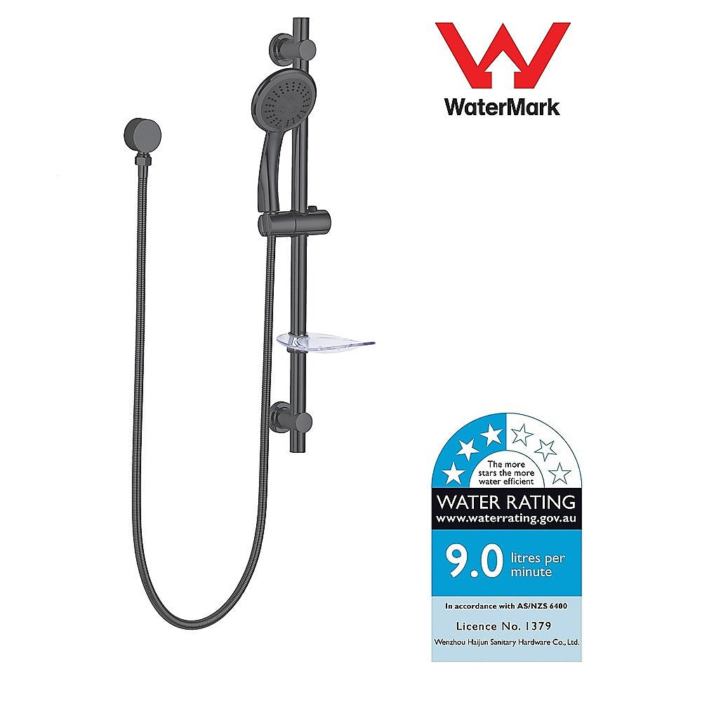 Black Handheld Shower Rail Set, WELS 3 Star - Della Francesca