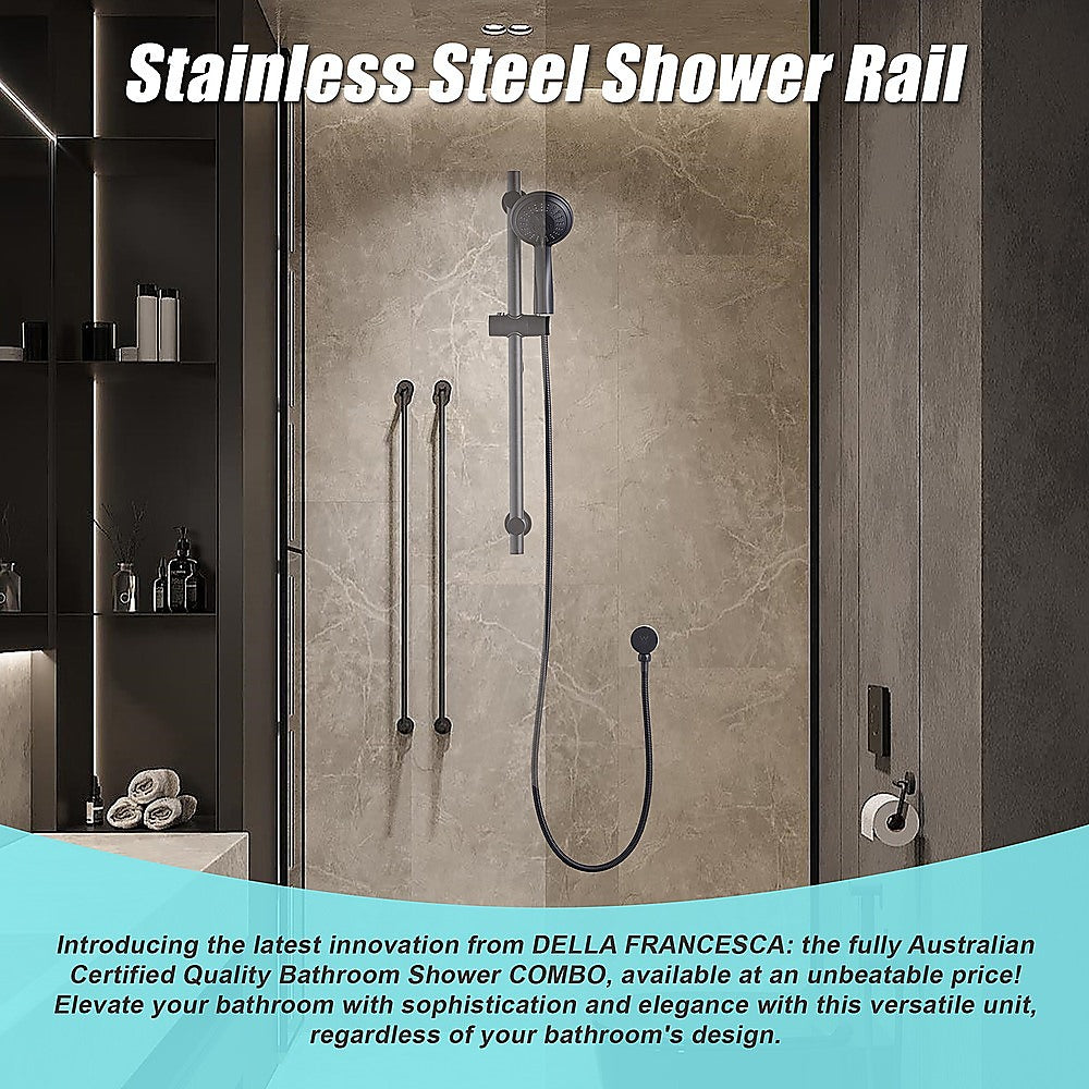 Black Handheld Shower Rail Set, WELS 3 Star - Della Francesca