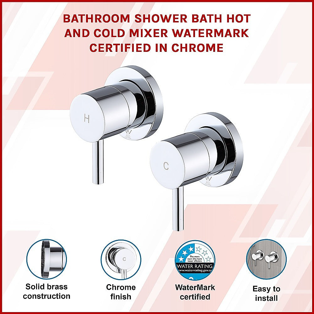 Solid Brass Chrome Shower Bath Mixer, WaterMark Certified