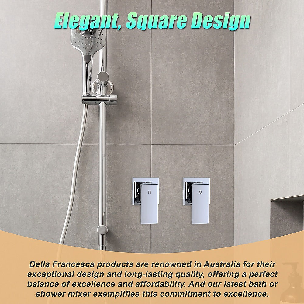 Square Solid Brass Shower Bath Mixer, Chrome WaterMark Certified