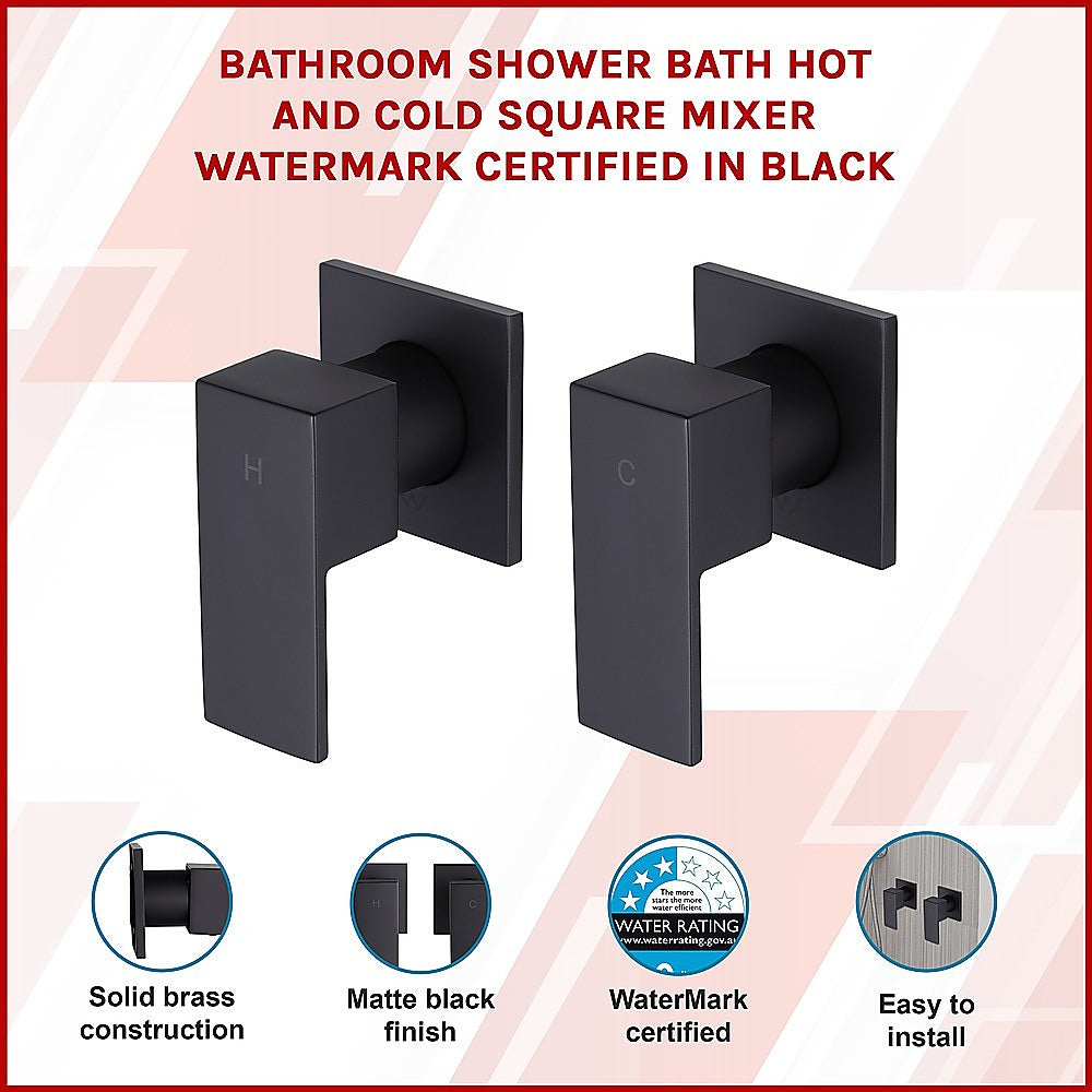 Matte Black Brass Shower Bath Mixer WaterMark Certified