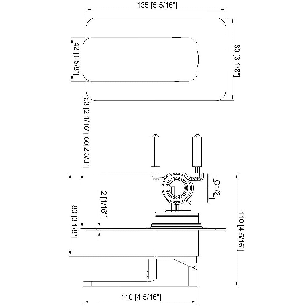 Solid Brass Square Shower Mixer Tap, Chrome-Watermark Approved