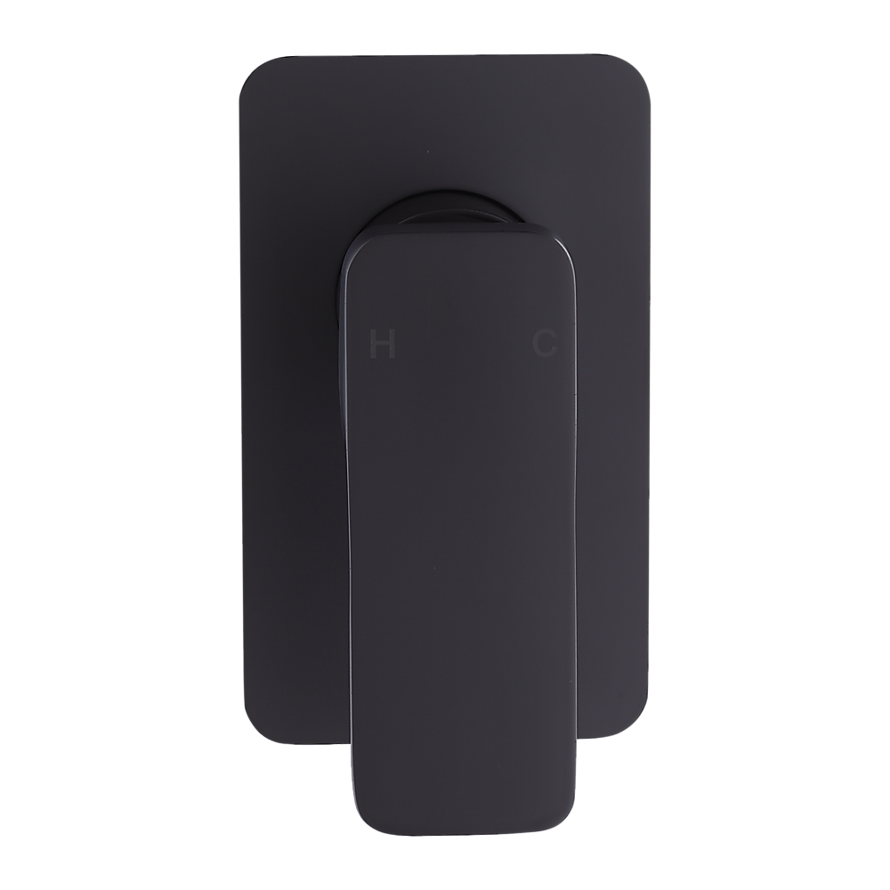 Matte Black Square Shower Bath Mixer, Solid Brass, WaterMark