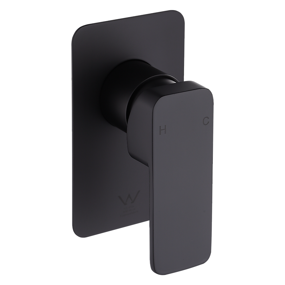 Matte Black Square Shower Bath Mixer, Solid Brass, WaterMark