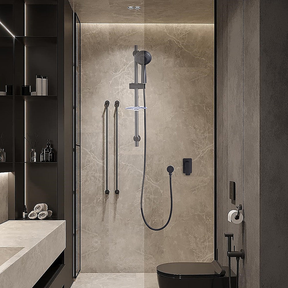 Matte Black Square Shower Bath Mixer, Solid Brass, WaterMark