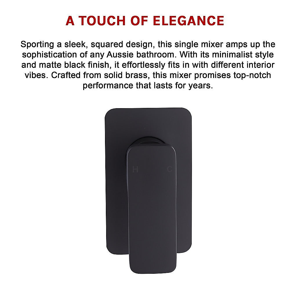 Matte Black Square Shower Bath Mixer, Solid Brass, WaterMark