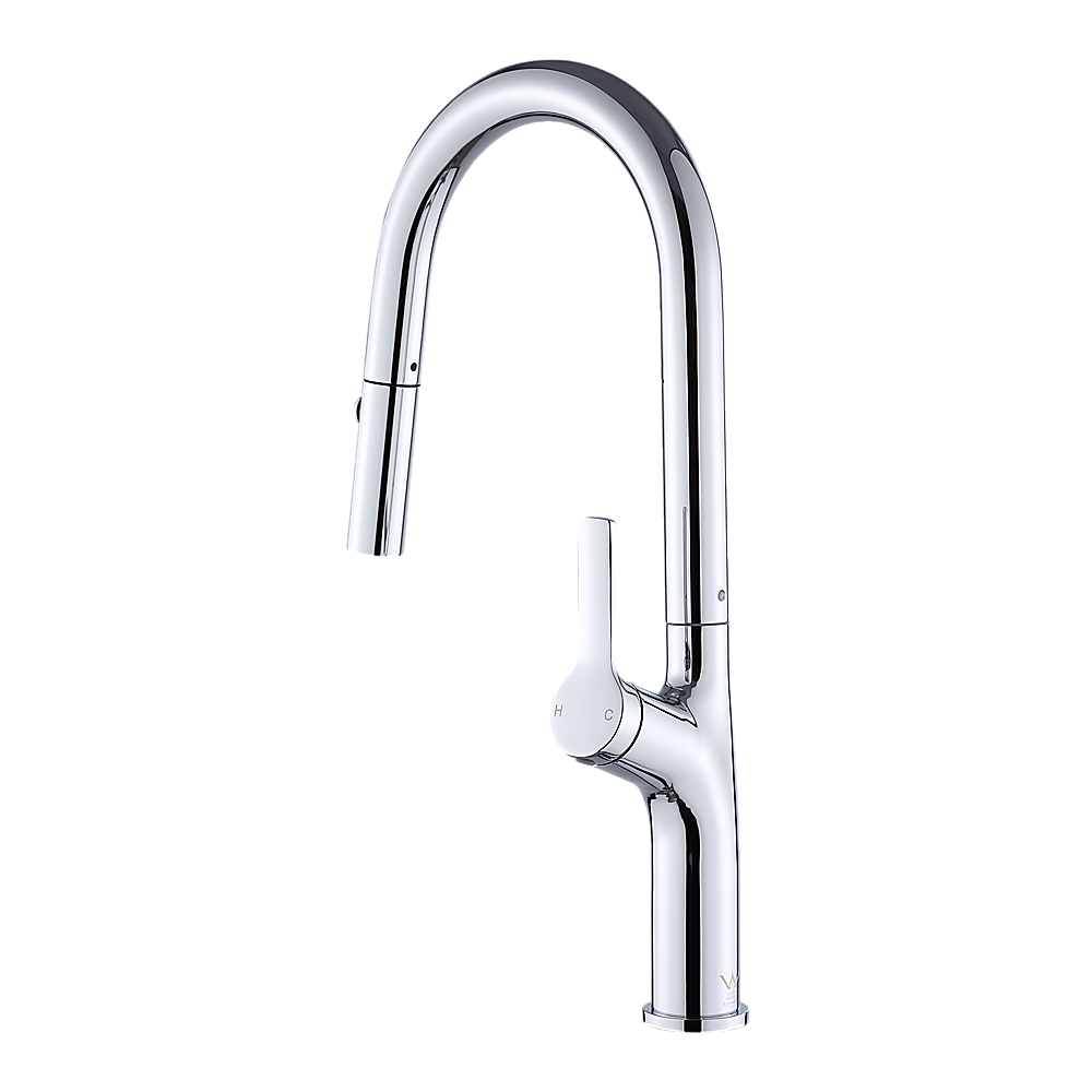 Stainless Steel Pull-Out Kitchen Mixer Tap with Spray, Chrome - Della Francesca