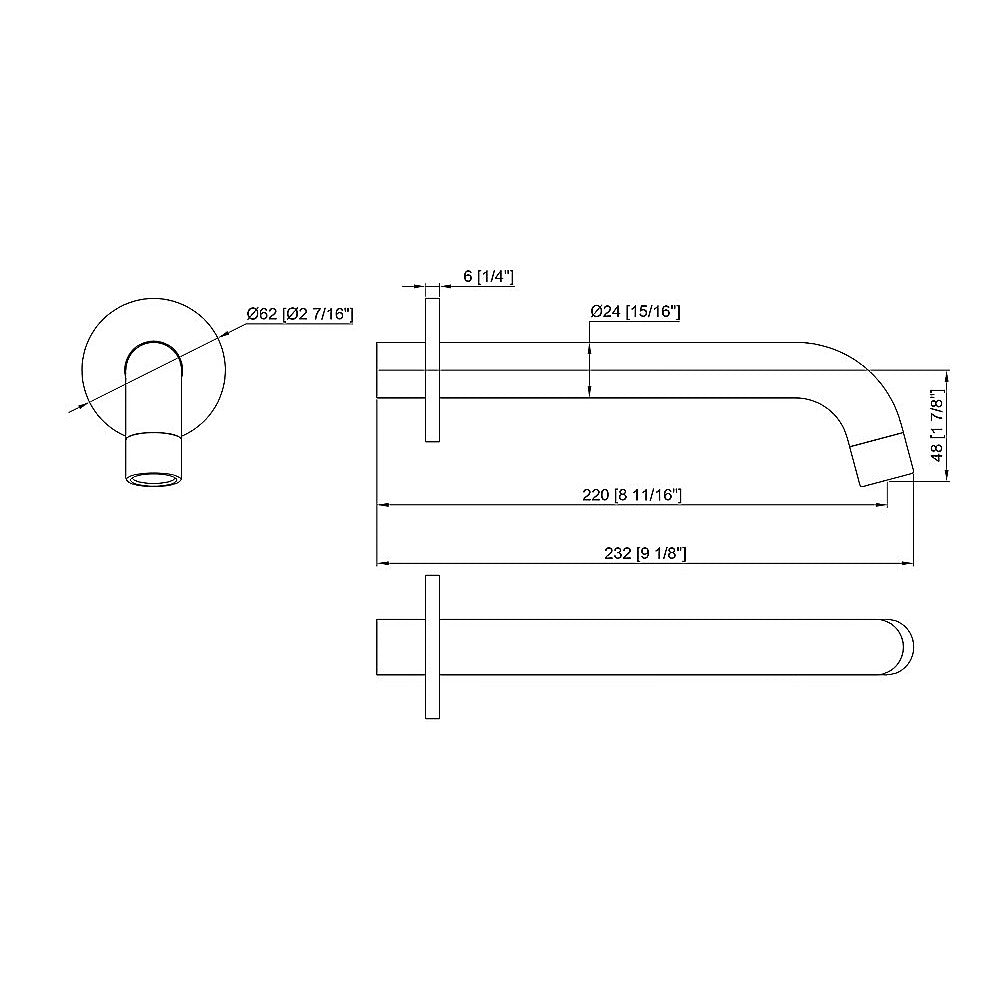 Ultra Modern Matte Black 220mm Bath Spout - Della Francesca