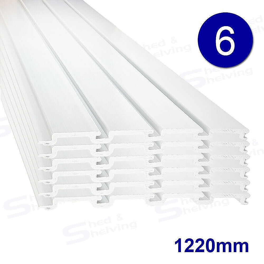 Slatwall Storage Pack of 6 White PVC Panels - Retail Display Garage Storage