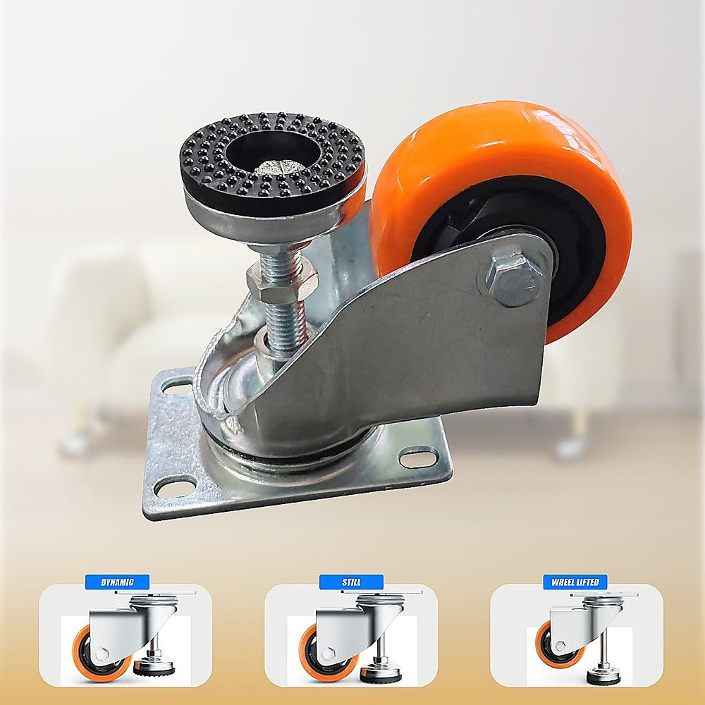 Leveling Casters Swivel Wheels Set of 4, 360 kg Total Load Capacity