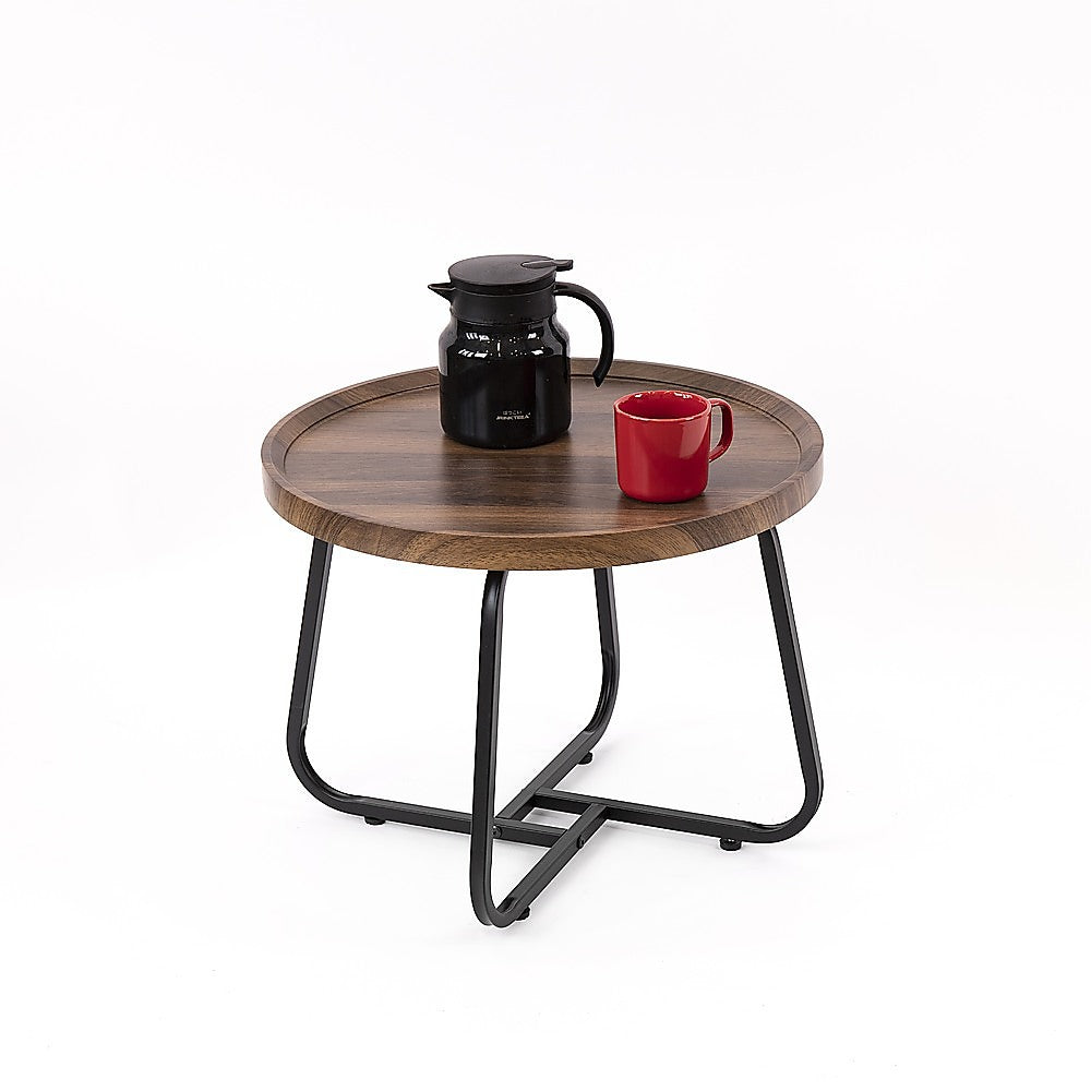 Scratch-Resistant Round Side Coffee Table, Wood