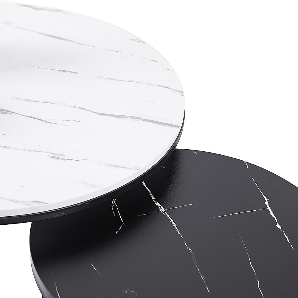 Anti-Scratch Marble Round Nesting Coffee Tables - Set of 2